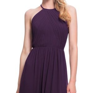 Levkoff Halter chiffon A-line gown -plum- Size 6